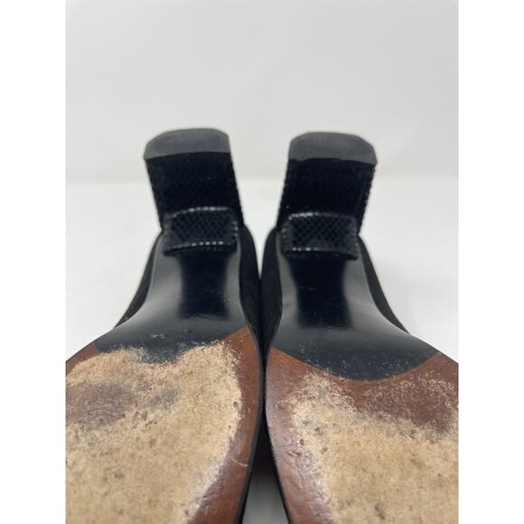 Vintage Stuart Weitzman Black Suede and Snakeskin Square Toe Pumps size 8 .5 B - Picture 12 of 13